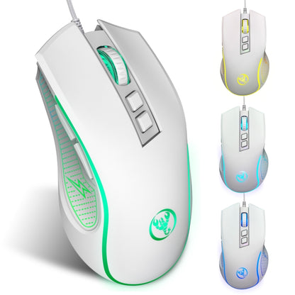 HXSJ X100 7-buttons 3600 DPI Cool Glowing Wired Gaming Mouse, Cable Length: 1.5m (White) - Wired Mice by HXSJ | Online Shopping UK | buy2fix