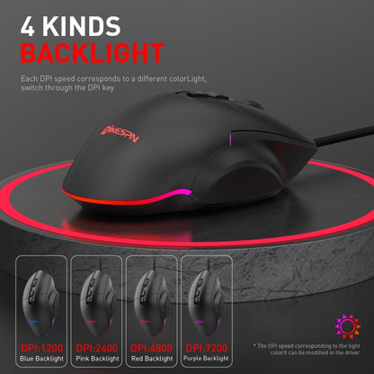 MKESPN X11 7-buttons 7200DPI RGB Wired Macro-definition Gaming Mouse - Wired Mice by MKESPN | Online Shopping UK | buy2fix