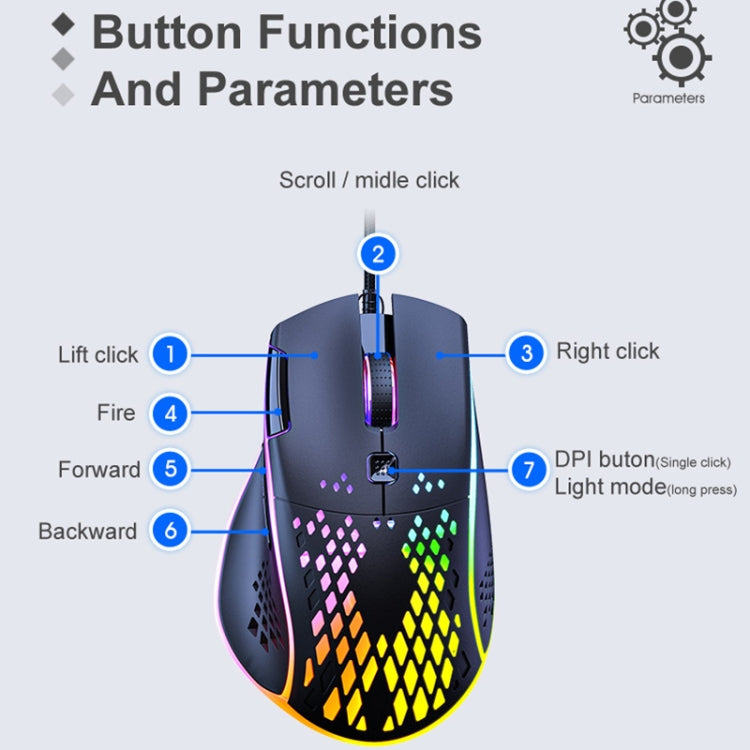 iMICE T97 Gaming Mouse RGB LED Light USB 7 Buttons 7200 DPI Wired Gaming Mouse (Black) - Wired Mice by iMICE | Online Shopping UK | buy2fix