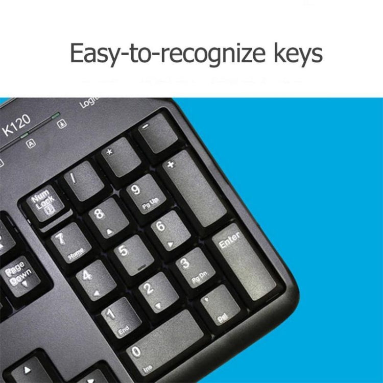 Logitech K120 USB Waterproof Splash Wired Keyboard for Desktop Computers / Laptops(Black) - Wired Keyboard by Logitech | Online Shopping UK | buy2fix