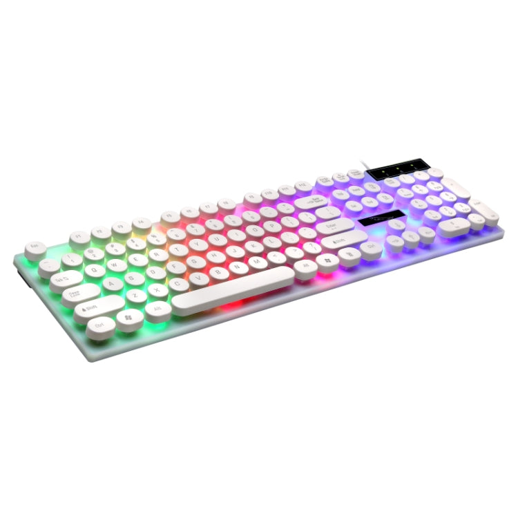 Chasing Leopard G21 USB 104-keys Waterproof Floating Round Punk Keycap Colorful Backlight Mechanical Feel Wired Keyboard, Length: 1.3m(White) - Wired Keyboard by buy2fix | Online Shopping UK | buy2fix