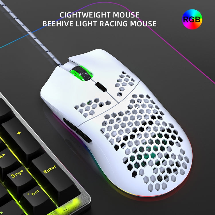 HXSJ J900 6 Keys RGB Lighting Programmable Gaming Wired Mouse (White) - Wired Mice by HXSJ | Online Shopping UK | buy2fix