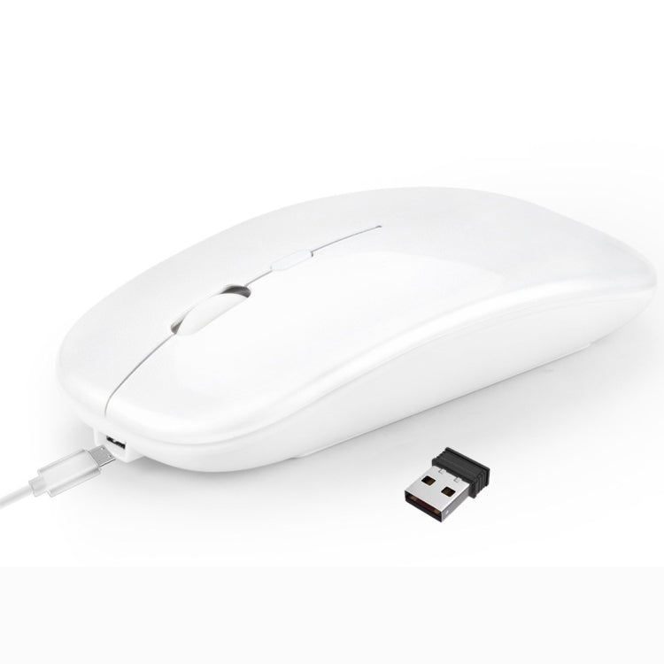 HXSJ M90 2.4GHz Ultrathin Mute Rechargeable Dual Mode Wireless Bluetooth Notebook PC Mouse (White) - Wireless Mice by HXSJ | Online Shopping UK | buy2fix