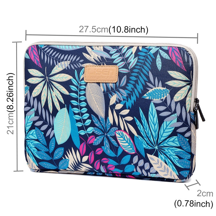 Lisen 9.8 inch Sleeve Case Colorful Leaves Zipper Briefcase Carrying Bag(Blue) -  by buy2fix | Online Shopping UK | buy2fix