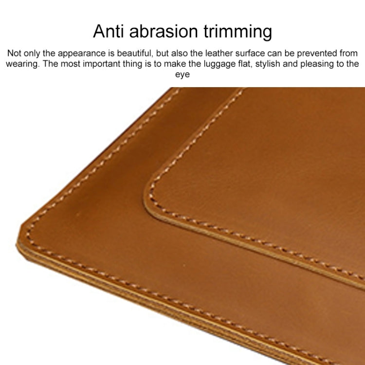 Universal Genuine Leather Business Zipper Laptop Tablet Bag For 12 inch and Below(Coffee) - 12.1 inch by buy2fix | Online Shopping UK | buy2fix