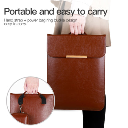 13.3 inch Laptop 2 in 1 PU Leather Sleeve Liner Bag with Mouse Storage Bag(Coffee) - 13.3 inch by buy2fix | Online Shopping UK | buy2fix