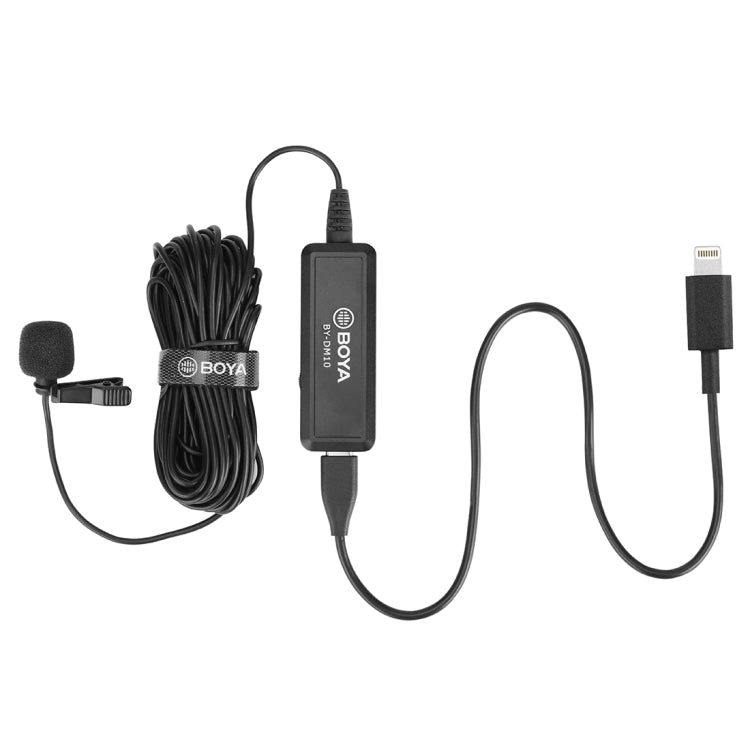 BOYA BY-DM10 USB / 8 Pin Plug Broadcast Lavalier Microphone with Windscreen, Cable Length: 6m(Black) - Camera Microphone by BOYA | Online Shopping UK | buy2fix