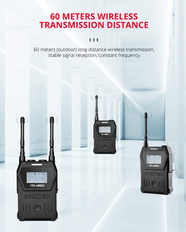 YELANGU YLG9929B MX4 Dual-Channel 100CH UHF Wireless Microphone System with 2 Transmitters and Receiver for DSLR Cameras and Video Cameras(Black) - Consumer Electronics by YELANGU | Online Shopping UK | buy2fix