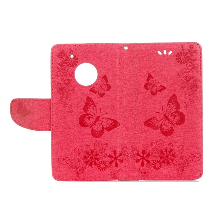 For Motorola Moto G5 Plus Pressed Flowers Butterfly Pattern Horizontal Flip Leather Case with Holder & Card Slots & Wallet(Red) - Motorola Cases by buy2fix | Online Shopping UK | buy2fix