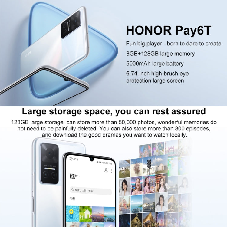 Honor Play6T 5G, 8GB+128GB, China Version, Triple Back Cameras, Side Fingerprint Identification, 5000mAh Battery, 6.74 inch Magic UI 5.0 (Android 11) MediaTek Dimensity 700 Octa Core up to 2.2GHz, Network: 5G, OTG, Not Support Google Play(Silver) - Honor by Huawei | Online Shopping UK | buy2fix