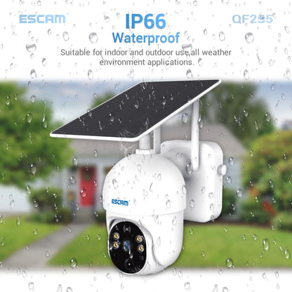 ESCAM QF255 2.0 Million Pixels 1080P HD WiFi Solar Camera, Support Two-way Voice & PIR Motion Detection & Night Vision & TF Card - Dome Camera by ESCAM | Online Shopping UK | buy2fix