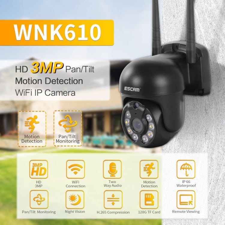 ESCAM WNK610 3.0 Million Pixels Wireless Dome IP Camera, Support Motion Detection & Two-way Audio & Full-color Night Vision & TF Card, EU Plug - Dome Camera by ESCAM | Online Shopping UK | buy2fix