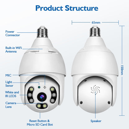 DP18 3.0MP Smart WiFi 1080P HD Outdoor Network Light Bulb Camera, Support Infrared Night Vision & Motion Detection & TF Card - Security by buy2fix | Online Shopping UK | buy2fix