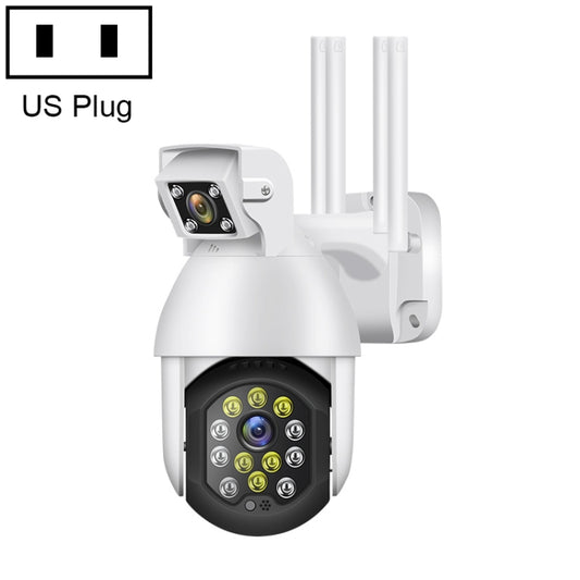 QX41 1080P 2.0MP Dual Lens IP66 Waterproof Panoramic PTZ WIFI Camera, Support Day and Night Full Color & Two-way Voice Intercom & Smart Alarm & Video Playback & 128GB TF Card, US Plug - Security by buy2fix | Online Shopping UK | buy2fix