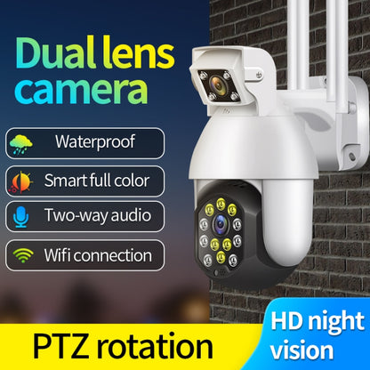 QX41 1080P 2.0MP Dual Lens IP66 Waterproof Panoramic PTZ WIFI Camera, Support Day and Night Full Color & Two-way Voice Intercom & Smart Alarm & Video Playback & 128GB TF Card, AU Plug - Security by buy2fix | Online Shopping UK | buy2fix