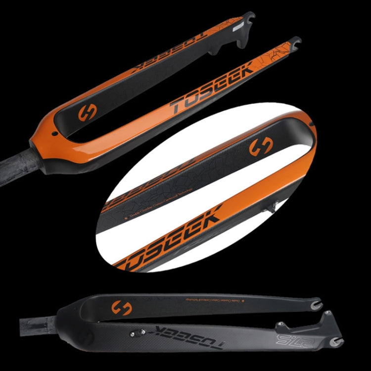 TOSEEK Ultra Light 26 Inch 385mm Mountain Bike Full Carbon Front Fork Straight Tube Disc Brake(Orange) - Outdoor & Sports by TOSEEK | Online Shopping UK | buy2fix