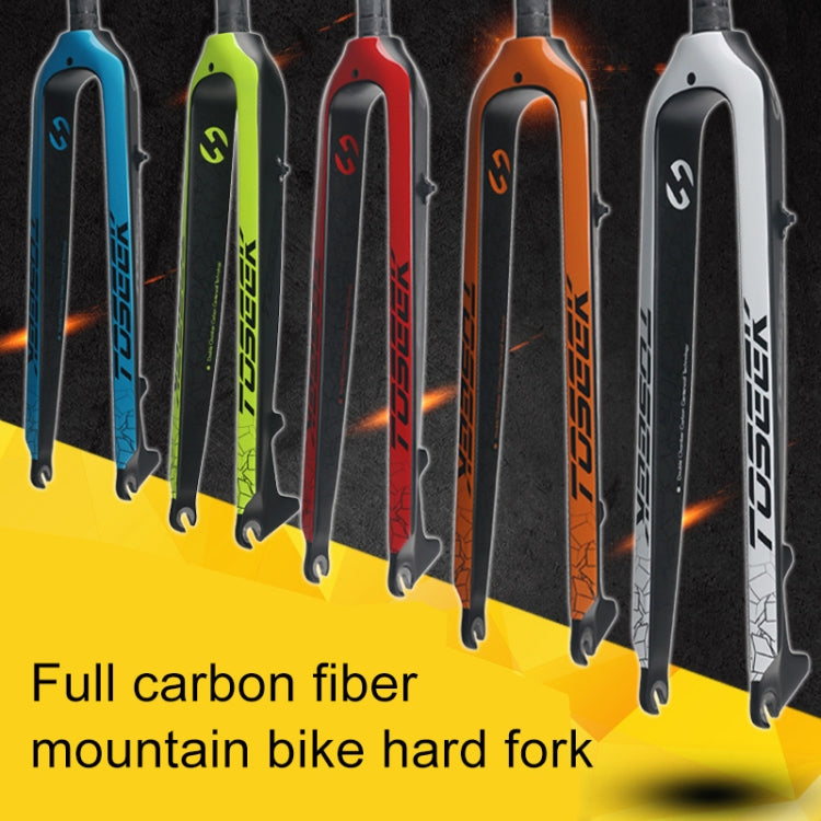 TOSEEK Ultra Light 26 Inch 385mm Mountain Bike Full Carbon Front Fork Straight Tube Disc Brake(White) - Outdoor & Sports by TOSEEK | Online Shopping UK | buy2fix