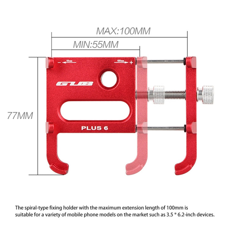 GUB Plus 6 Aluminum Alloy MTB Bike Bicycle Phone Holder(Black Red) - Outdoor & Sports by GUB | Online Shopping UK | buy2fix