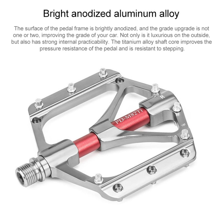 PROMEND PD-M82-TI 1 Pair Mountain Bicycle Titanium Alloy Shaft 3-Bearings Wide Pedals (Red) - Outdoor & Sports by PROMEND | Online Shopping UK | buy2fix