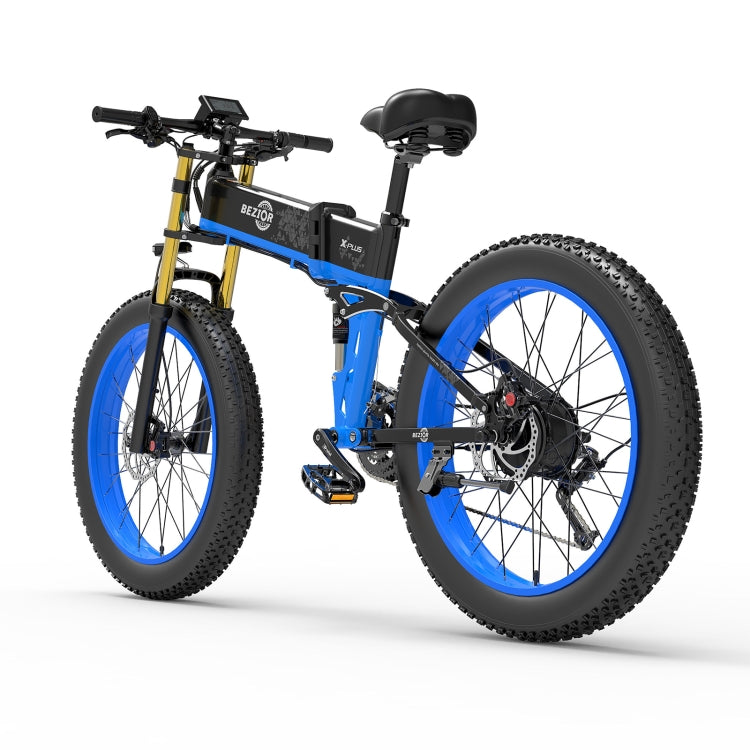 [UK Warehouse] BEZIOR X PLUS 1500W 48V / 17.5AH Foldable Electric Bicycle with LCD Display & 26 inch Tires, UK Plug(Black Blue) - Electric Bicycles by BEZIOR | Online Shopping UK | buy2fix