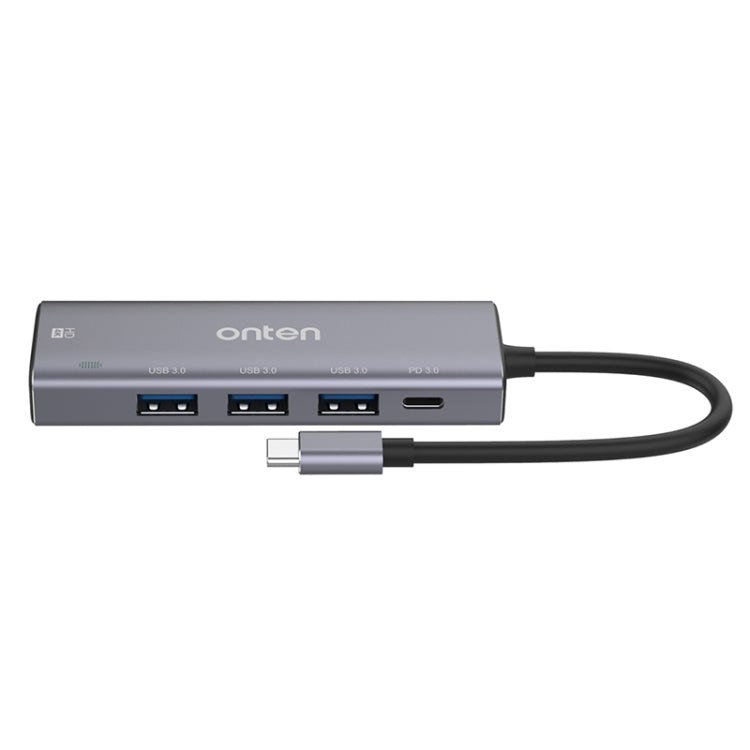 Onten OT-95123 5 in 1 Multifunctional Type-C + USB + HDMI Docking Station, Cable Length: 145mm(Silver) - USB HUB by Onten | Online Shopping UK | buy2fix