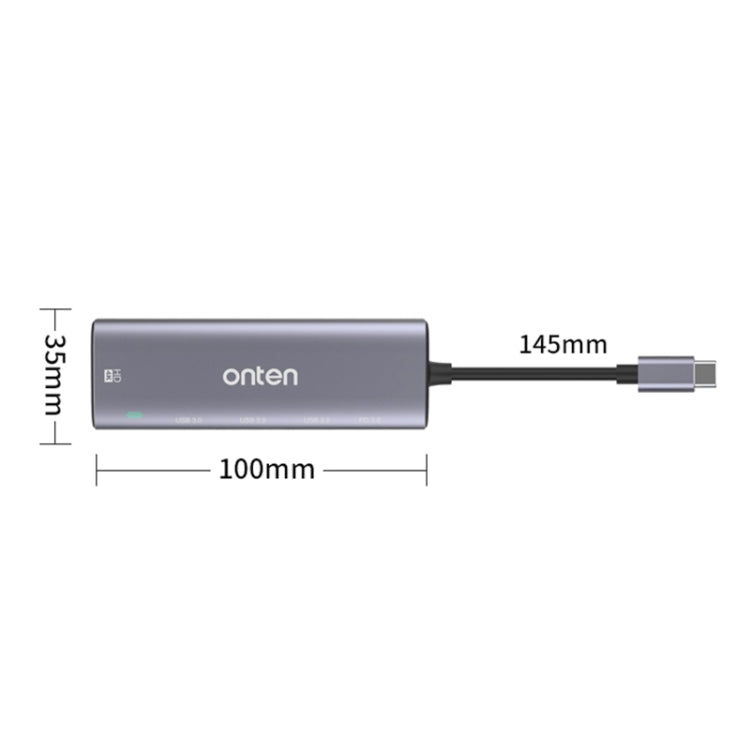 Onten OT-95123 5 in 1 Multifunctional Type-C + USB + HDMI Docking Station, Cable Length: 145mm(Silver) - USB HUB by Onten | Online Shopping UK | buy2fix