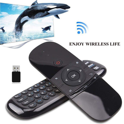 W1 Wireless QWERTY 57-Keys Keyboard 2.4G Air Mouse Remote Controller with LED Indicator for Android TV Box, Mini PC, Smart TV, Projector, HTPC, All-in-one PC / TV - Computer & Networking by buy2fix | Online Shopping UK | buy2fix