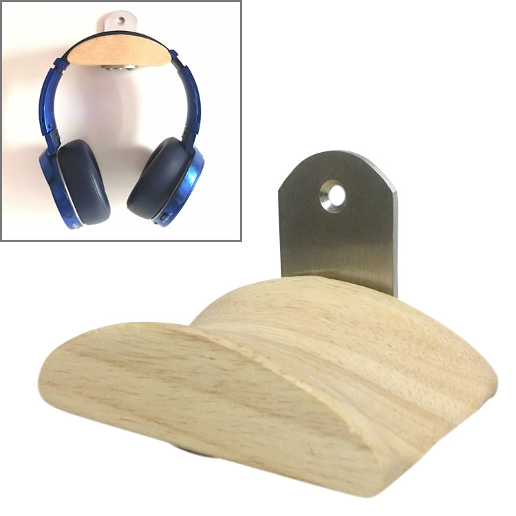 L-shaped Stainless Steel Patch + Solid Wood Wall-mounted Headset Holder - Apple Accessories by buy2fix | Online Shopping UK | buy2fix