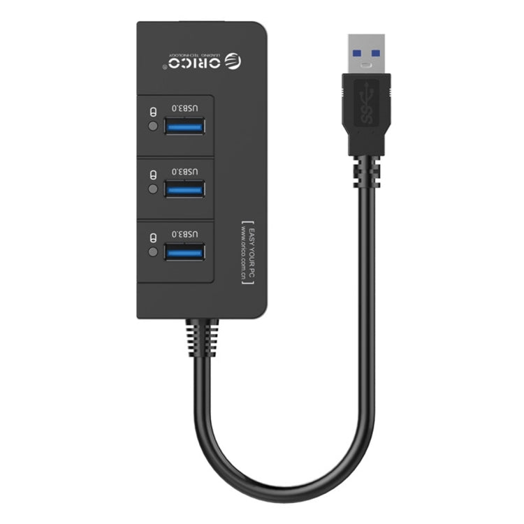 ORICO HR01-U3 ABS 3 Ports USB3.0 HUB Splitter with External RJ45 Gigabit Ethernet Network Card 5 Gbps for Laptops / Desktop / Ultrabook etc.(Black) - USB 3.0 HUB by ORICO | Online Shopping UK | buy2fix