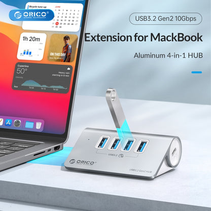 ORICO M3CU2 Aluminum Alloy 4-Port Type-C And USB 3.2 Gen2 10Gbps HUB(Silver) - USB 3.0 HUB by ORICO | Online Shopping UK | buy2fix