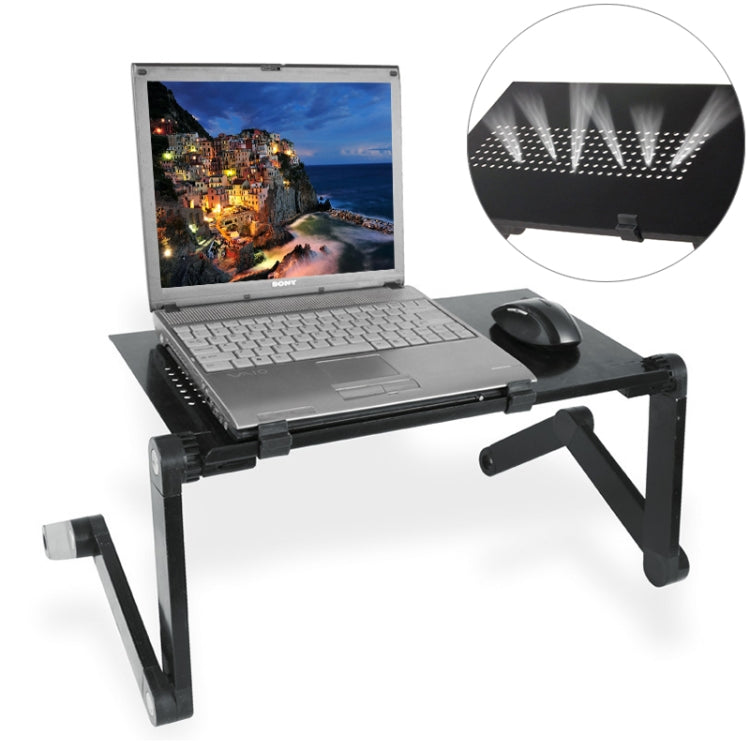 Lengthen Portable 360 Degree Adjustable Foldable Aluminium Alloy Desk Stand for Laptop / Notebook, without CPU Fans & Mouse Pad(Black) - Laptop Stand by buy2fix | Online Shopping UK | buy2fix