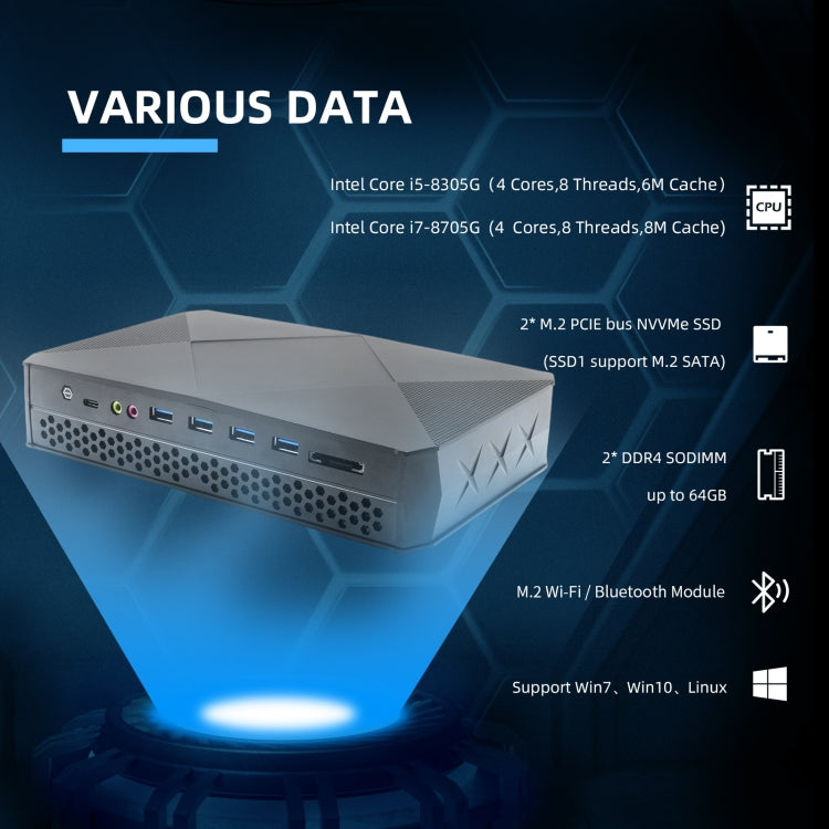 HYSTOU F9 Windows 10 / Linux System Gaming Mini PC, Intel Core i7-8705G 4 Core 8M Cache up to 4.20GHz, 32GB RAM+ 1TB SSD, EU Plug - Windows Mini PCs by HYSTOU | Online Shopping UK | buy2fix