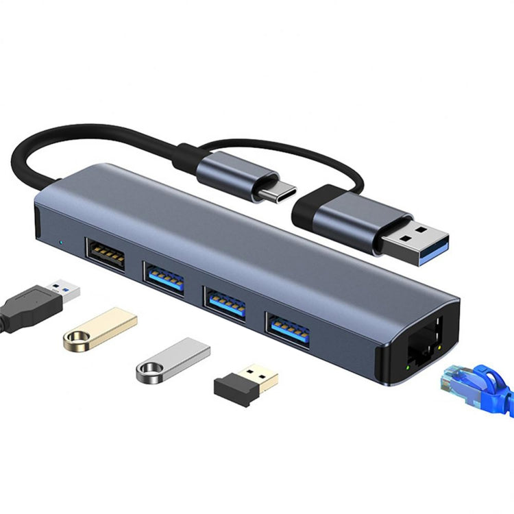 BYL-2208 5 in 2 USB + USB-C / Type-C to USB Multifunctional Docking Station HUB Adapter - Computer & Networking by buy2fix | Online Shopping UK | buy2fix