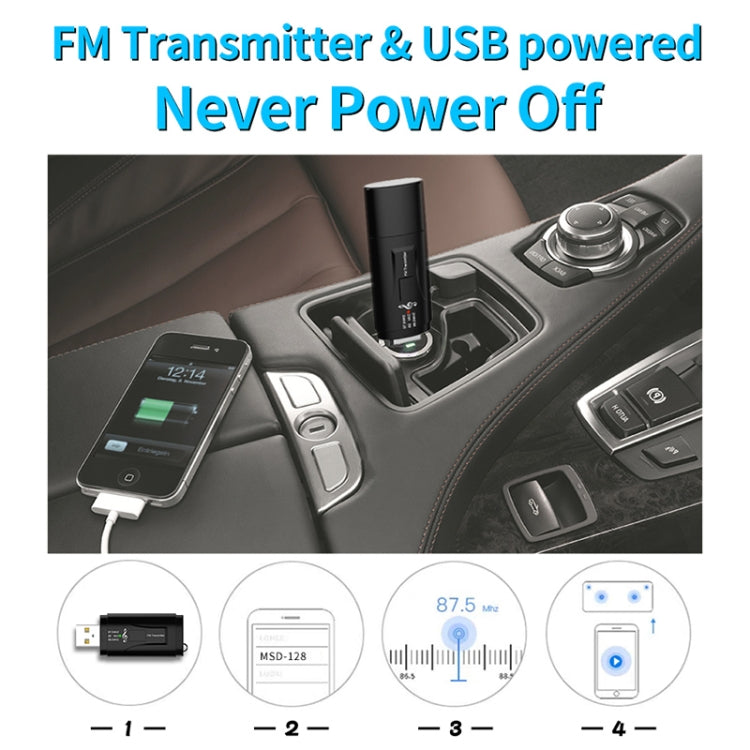 MSD128 2 in 1 USB Car Bluetooth Hands-free Call FM Transmitter with 3.5mm AUX Interface - Apple Accessories by buy2fix | Online Shopping UK | buy2fix
