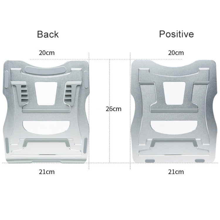 Aluminum Alloy Cooling Holder Desktop Portable Simple Laptop Bracket, Six-stage Support, Size: 21x26cm (Silver) - Laptop Stand by buy2fix | Online Shopping UK | buy2fix