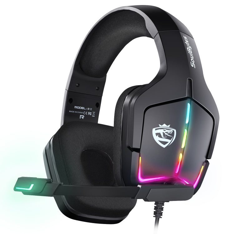 Soulbytes S12 USB + 3.5mm 4 Pin Adjustable RGB Light Gaming Headset with Mic (Black) - Multimedia Headset by Soulbytes | Online Shopping UK | buy2fix