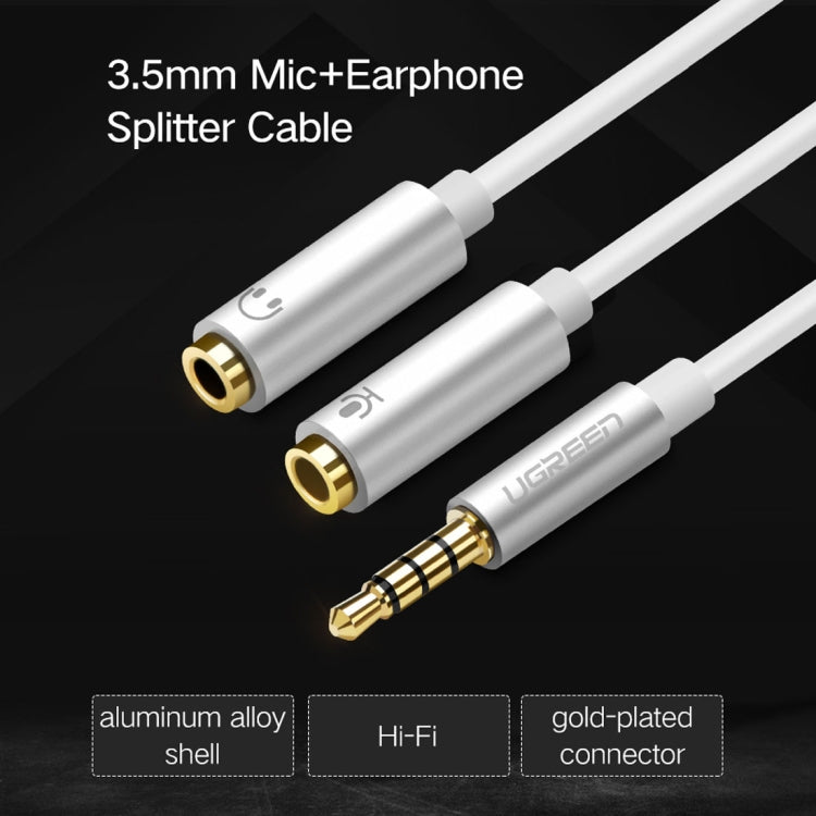 Ugreen 3.5mm Male to 2 x 3.5mm Female Audio Connector Adapter Cable 2 in 1 Microphone + Earphone Splitter Cable Converter - Audio Adapter by UGREEN | Online Shopping UK | buy2fix