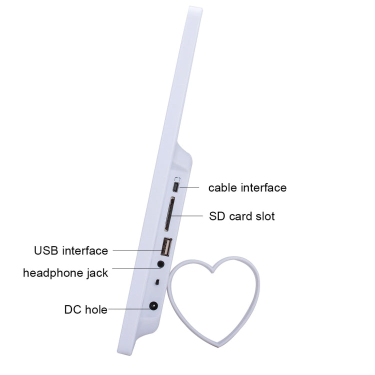 13 inch LED Display Digital Photo Frame with Holder & Remote Control, Allwinner F16, Support SD / MS / MMC Card and USB(White) - Consumer Electronics by buy2fix | Online Shopping UK | buy2fix