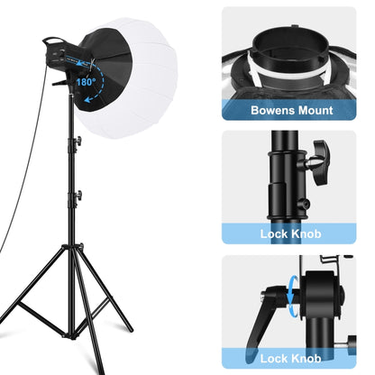 PULUZ 220V 150W 3200K-5600K Studio Video Light + 2.8m Light Holder + 65cm Foldable Lantern Softbox Photography Kit(US Plug) - Camera Accessories by PULUZ | Online Shopping UK | buy2fix