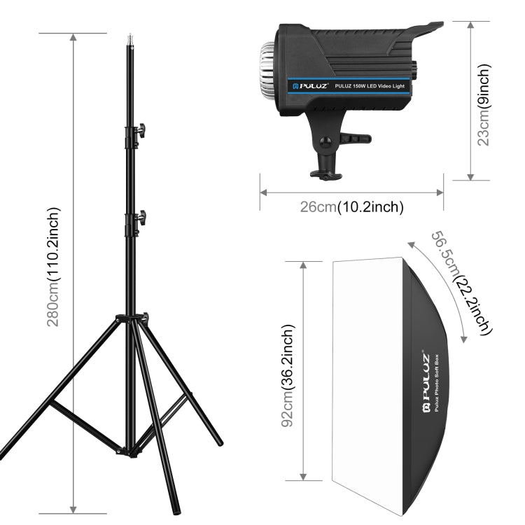 PULUZ 150W 3200K-5600K Photo Studio Strobe Flash Light Kit with Softbox Reflector & Tripod(EU Plug) - Shoe Mount Flashes by PULUZ | Online Shopping UK | buy2fix