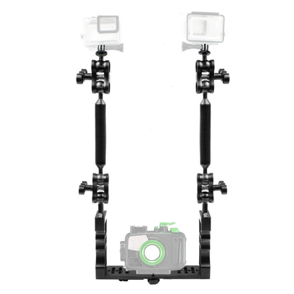 PULUZ Dual Handle Aluminium Tray Stabilizer with 4 x Dual Ball Aluminum Alloy Clamp & 2 x 7 inch Floating Arm & 2 x Ball Head Adapter for Underwater Camera Housings - Diving Accessories by PULUZ | Online Shopping UK | buy2fix