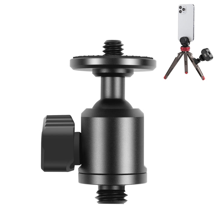 PULUZ 3/8 inch Outer Screw Metal Tripod Ball Head Adapter with Knob Lock(Black) - Tripod Heads by PULUZ | Online Shopping UK | buy2fix