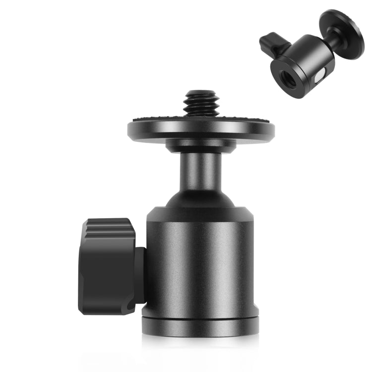 PULUZ 3/8 inch Inner Screw Metal Tripod Ball Head Adapter with Knob Lock(Black) - Tripod Heads by PULUZ | Online Shopping UK | buy2fix