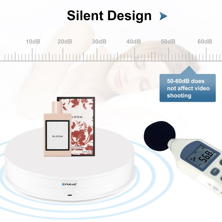 PULUZ 30cm Adjusting Speed Rotating Turntable Display Stand, Load 10-15kg, US Plug(White) - Camera Accessories by PULUZ | Online Shopping UK | buy2fix