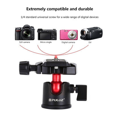 PULUZ 360 Degree Rotation Panoramic Metal Ball Head with Quick Release Plate for DSLR & Digital Cameras(Black) - Tripod Heads by PULUZ | Online Shopping UK | buy2fix