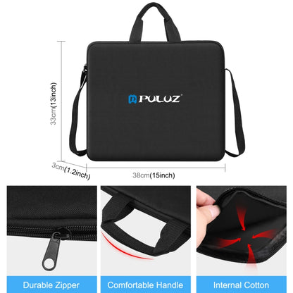 PULUZ 12 inch Ring LED Lights Portable Zipper Storage Bag Shoulder Handbags, Size: 38cm x 33cm x 3cm (Black) - Strap Satchel by PULUZ | Online Shopping UK | buy2fix