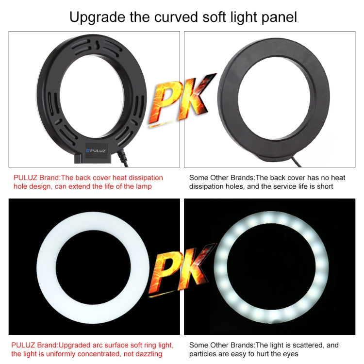 PULUZ 4.7 inch 12cm Curved Surface USB 10 Modes 8 Colors RGBW Dimmable LED Ring Vlogging Photography Video Lights with Tripod Ball Head(Black) - Consumer Electronics by PULUZ | Online Shopping UK | buy2fix