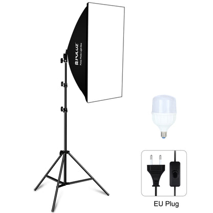 PULUZ 50x70cm Studio Softbox + 2m Tripod Mount + Single E27 30W 5700K White Light LED Bulb Photography Kit(EU Plug) - Stand Bracket by PULUZ | Online Shopping UK | buy2fix