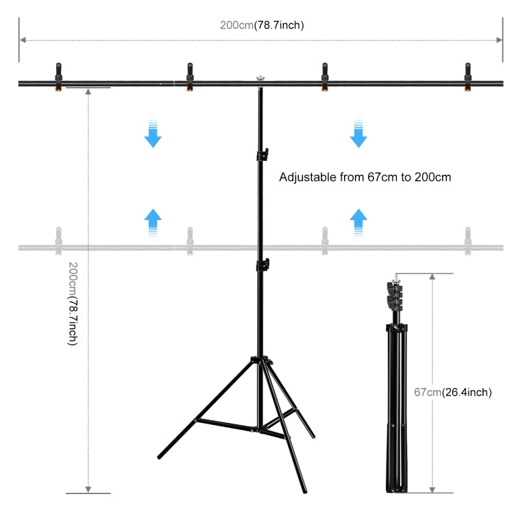 PULUZ 2x2m T-Shape Photo Studio Background Support Stand Backdrop Crossbar Bracket Kit with Clips(Green) - Other by PULUZ | Online Shopping UK | buy2fix