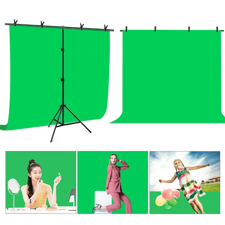 PULUZ 2x2m T-Shape Photo Studio Background Support Stand Backdrop Crossbar Bracket Kit with Clips(Green) - Other by PULUZ | Online Shopping UK | buy2fix